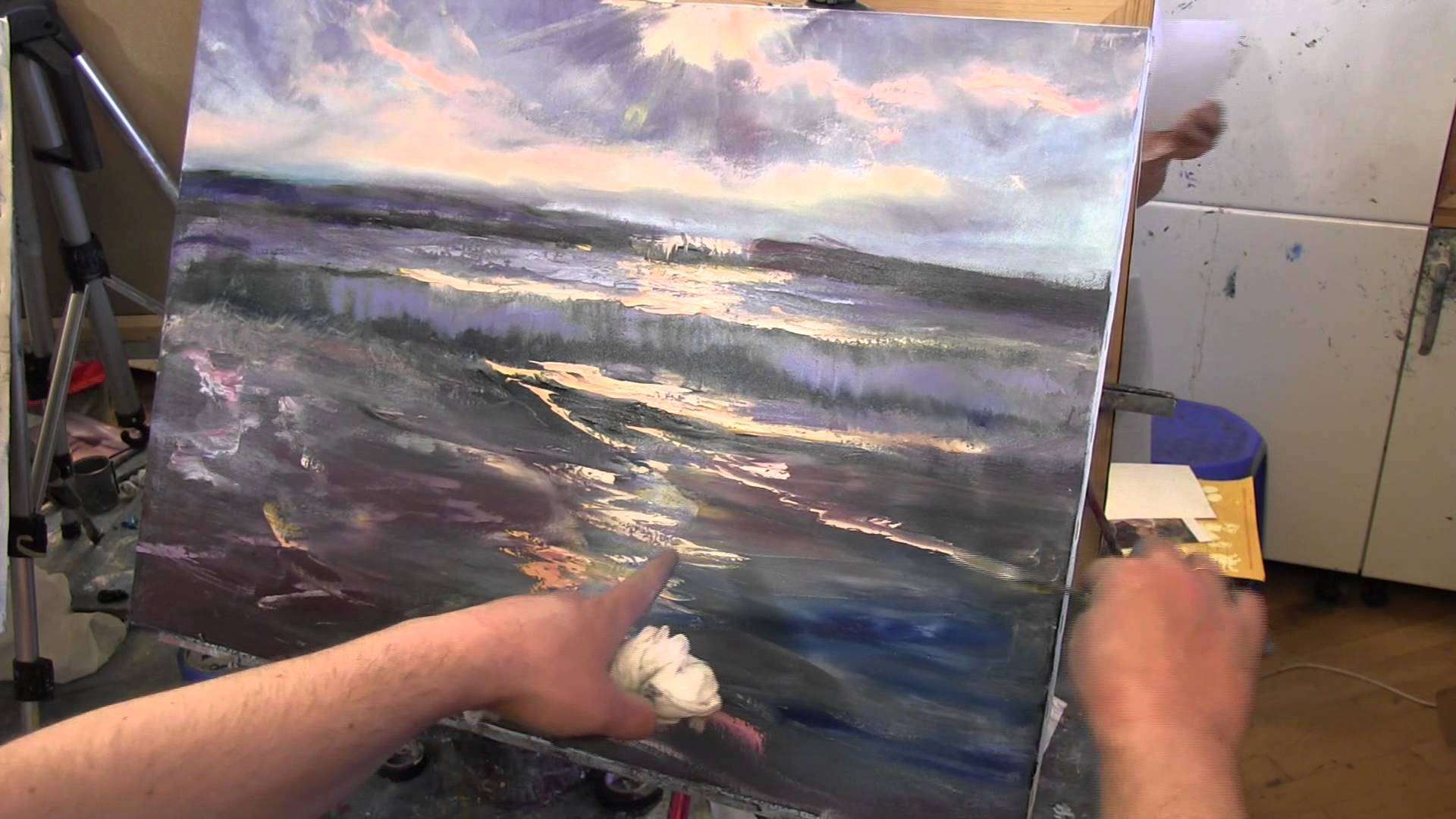 Нарисовать море маслом видео
